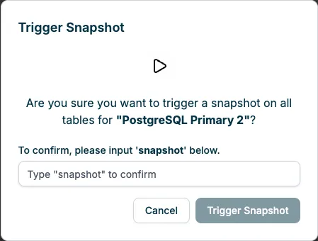 Snapshot confirmation dialog